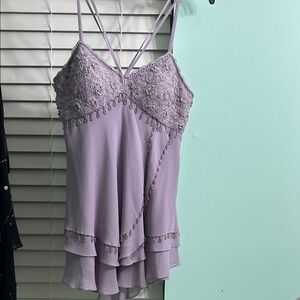 Sue Wong silk lilac beaded crochet halter. Fully lined 100% silk Medium.